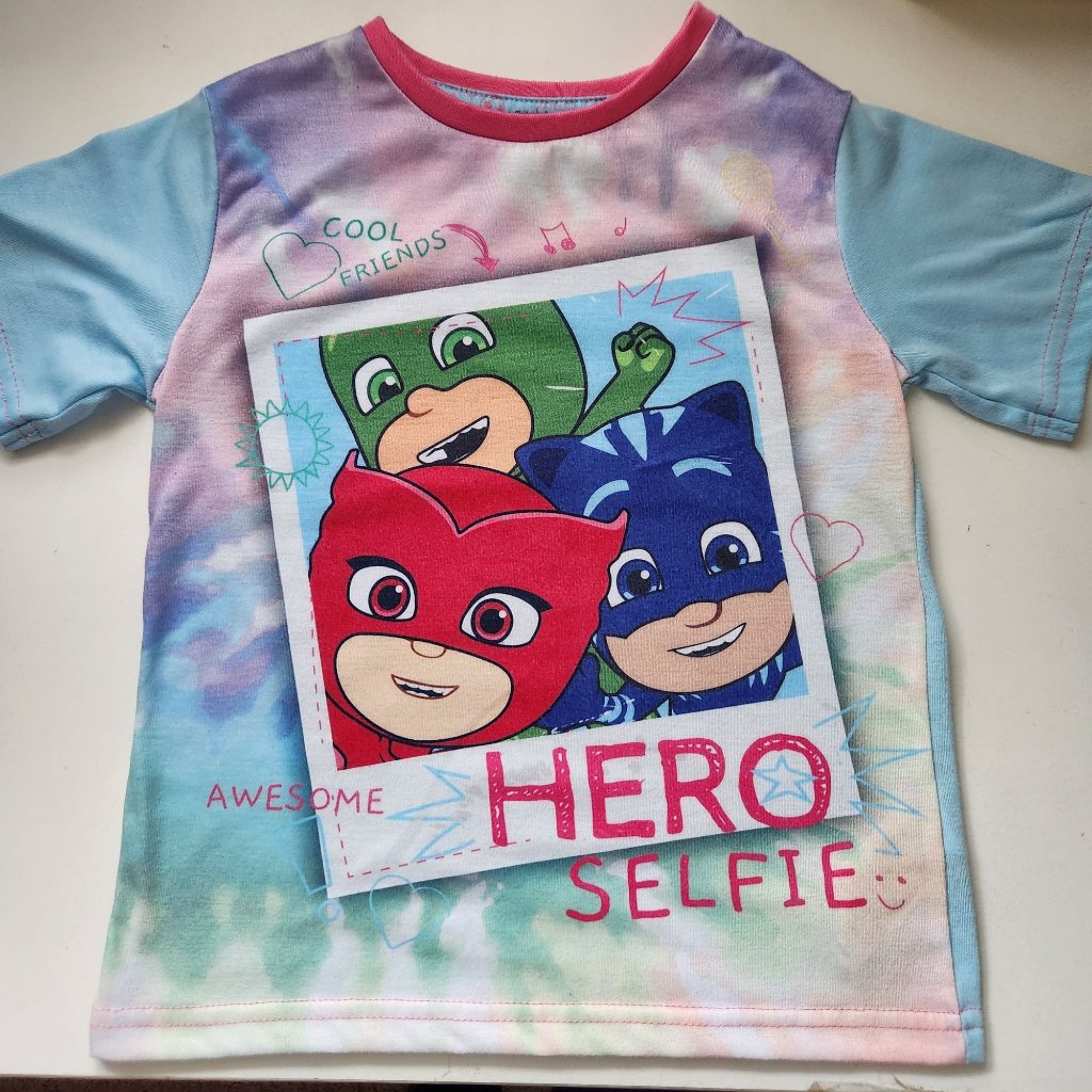 Pj Masks Hero Selfie Pajama Shirt Size 7 Owlette Catboy Gekko Short Sleeve